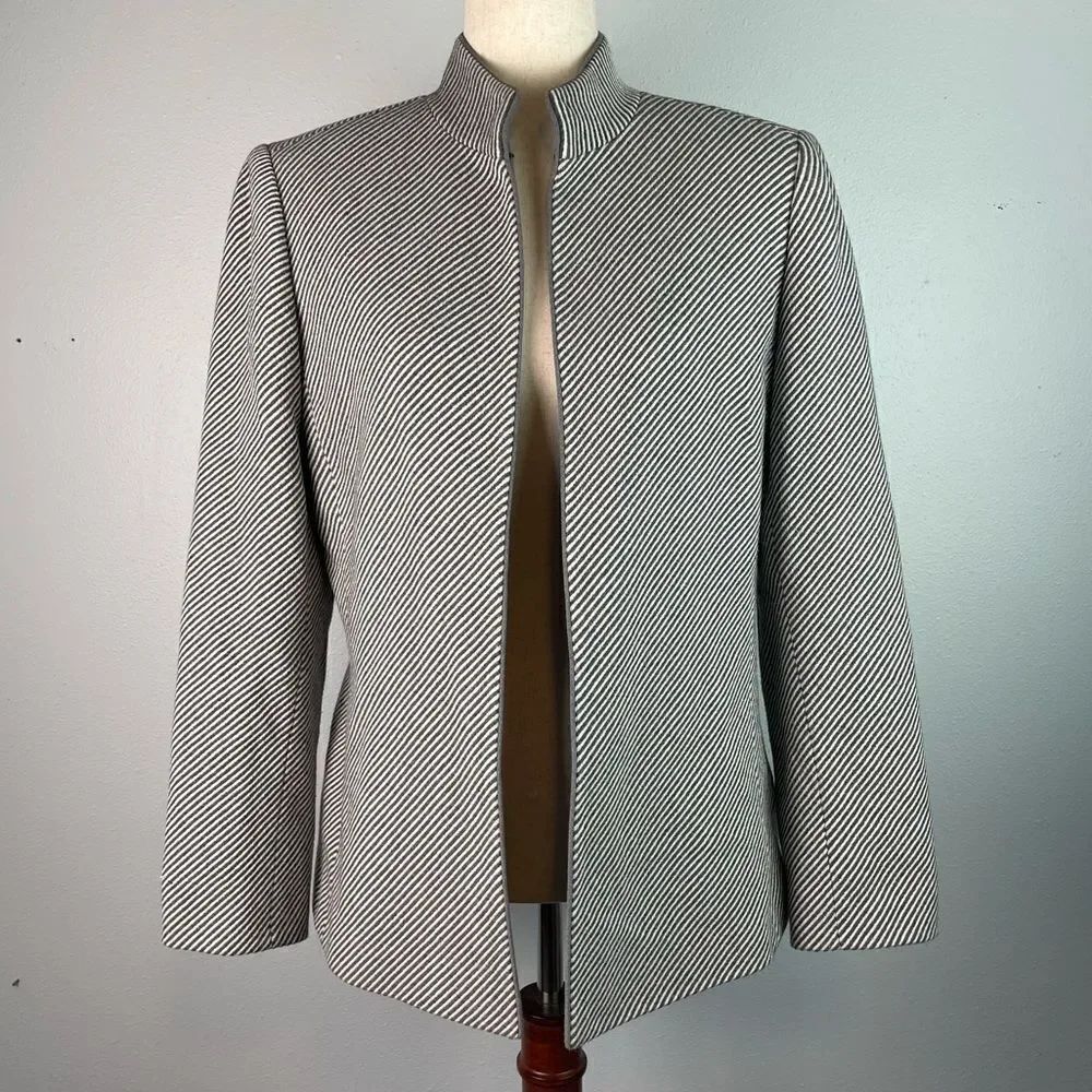 Tahari Open Front Wool Blend Dress Jacket Size 10 EUC